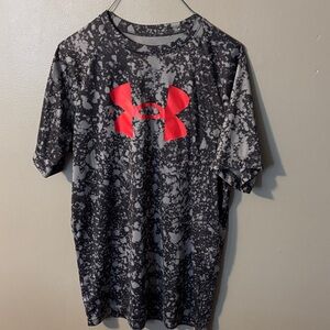 Under Armour Yourh Black and Gray Tee with Red Logo